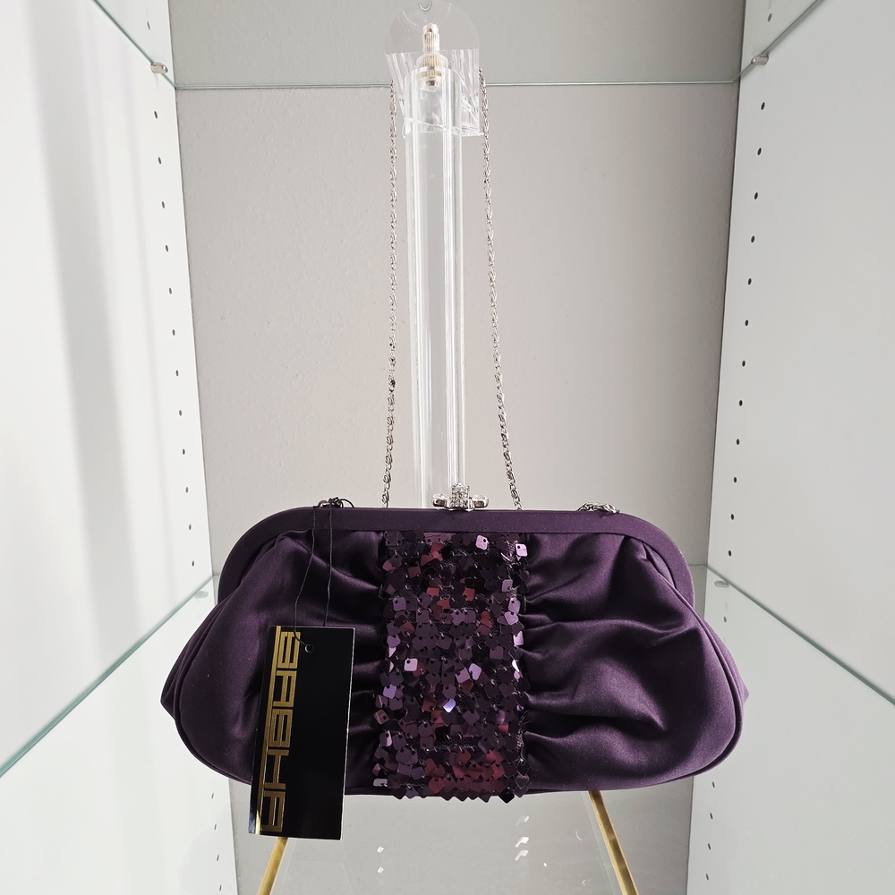 SASHA‎ NWT Saten Elegant Purple Evening Clutch - Picture 2 of 5